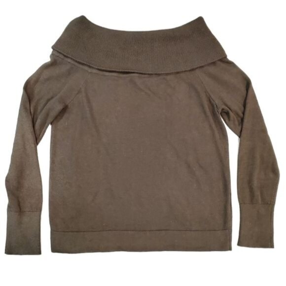 DKNY Womens Knitted Top Size Small Olive Green Long Sleeve Off-Shoulder Sweater - Picture 7 of 8